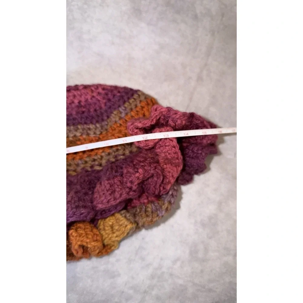 Handmade Crochet Ruffle Cloche Hat Boho Autumn Fairy Festival Beanie